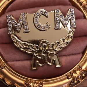 MCM Gold Brooch with Crystal rhinestone new pin